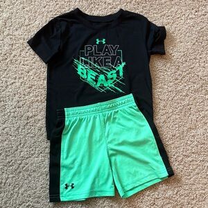 Under Armour Black and Neon Green Kids Set